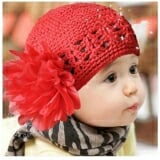  mũ len lưới đính hoa đỏ
 Size:  trên 6 tháng