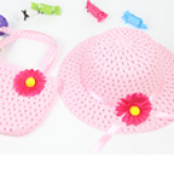  set nón vành rộng gắn hoa phong cách Hàn Quốc + túi xách hồng nhạt
 Size:  1-5 tuổi(46-50cm)