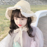 mũ cỏ công chúa phối ren phong cách HQ
 Size: 3-10 tuổi (free size 50-54cm)
