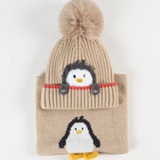 set mũ và khăn len chim cánh cụt
 Size: 1-5 tuổi (48-50cm)